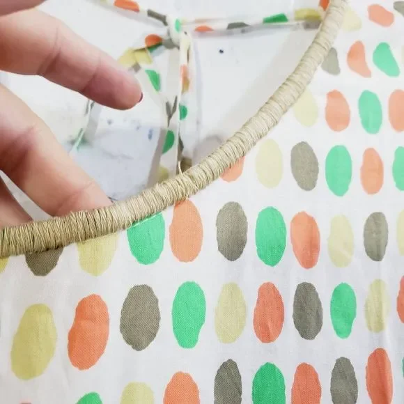 5x25 Skemo dotted mini fringe long sleeve open back ruffle dress size medium - Picture 14 of 14